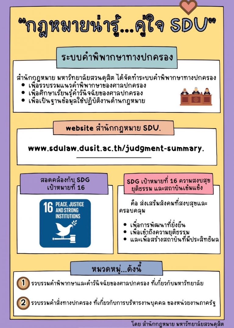 กฎหมายน่ารู้คู่ใจ SDU ระบบคำพิพากษาทางปกครอง